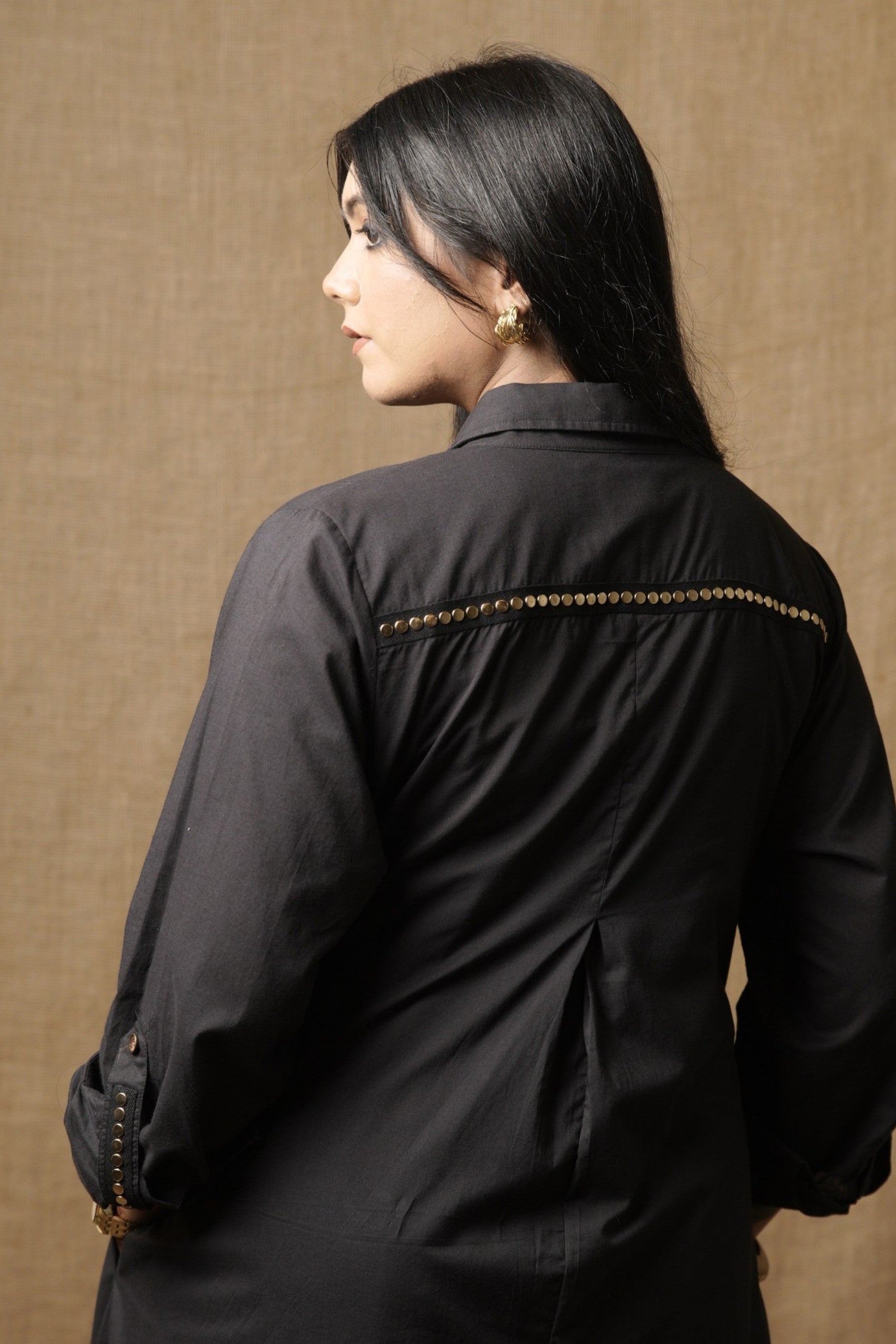 ALINE SHIRT DRESS - BLACK