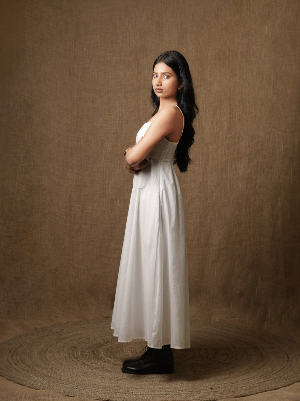 PANNELLED SPAGHETTI DRESS - WHITE