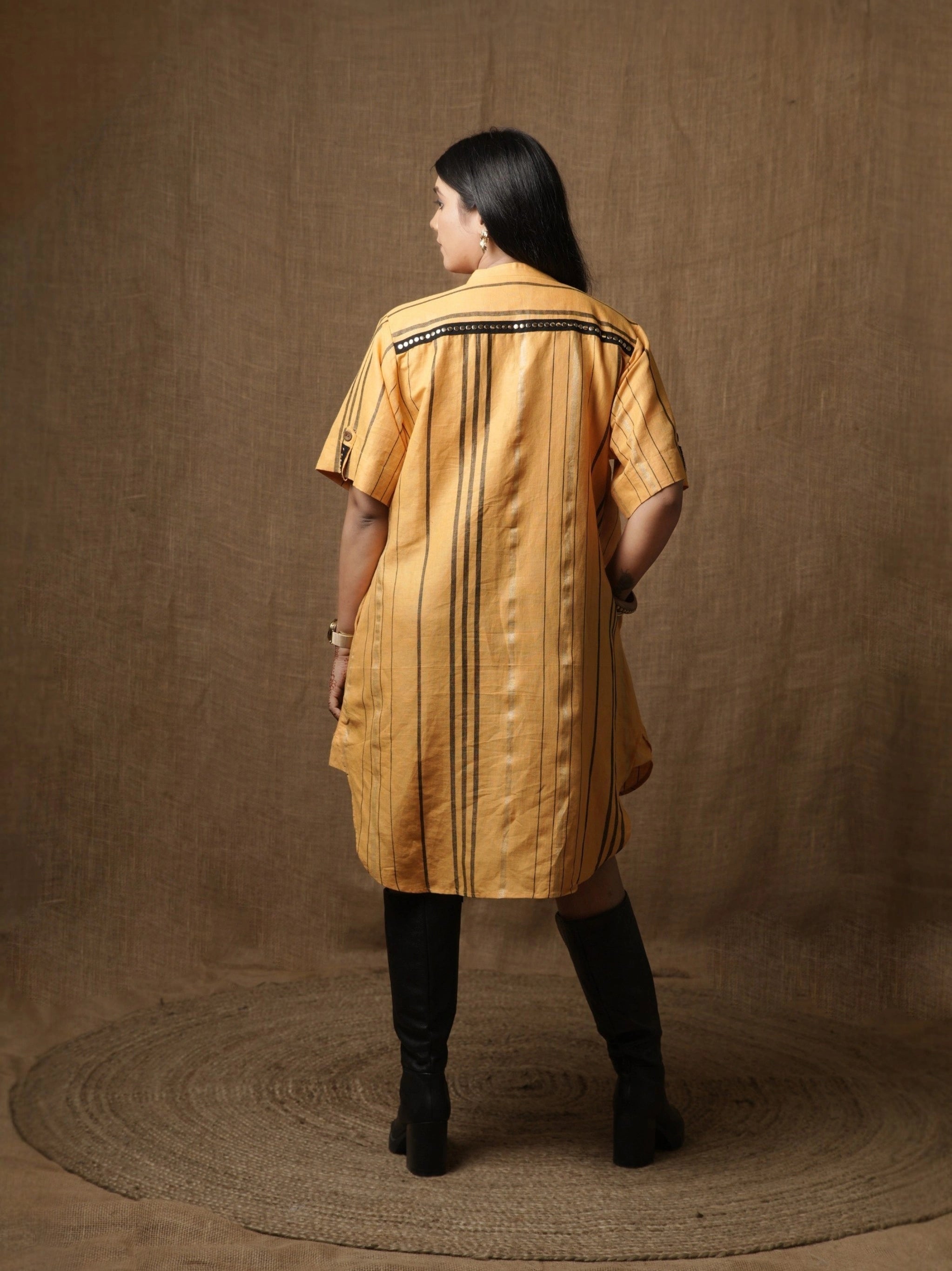 LINEN HI-LOW SHIRT DRESS - MANGO