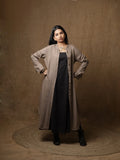 LUXE LINEN MUD-GREY SHIRT DRESS