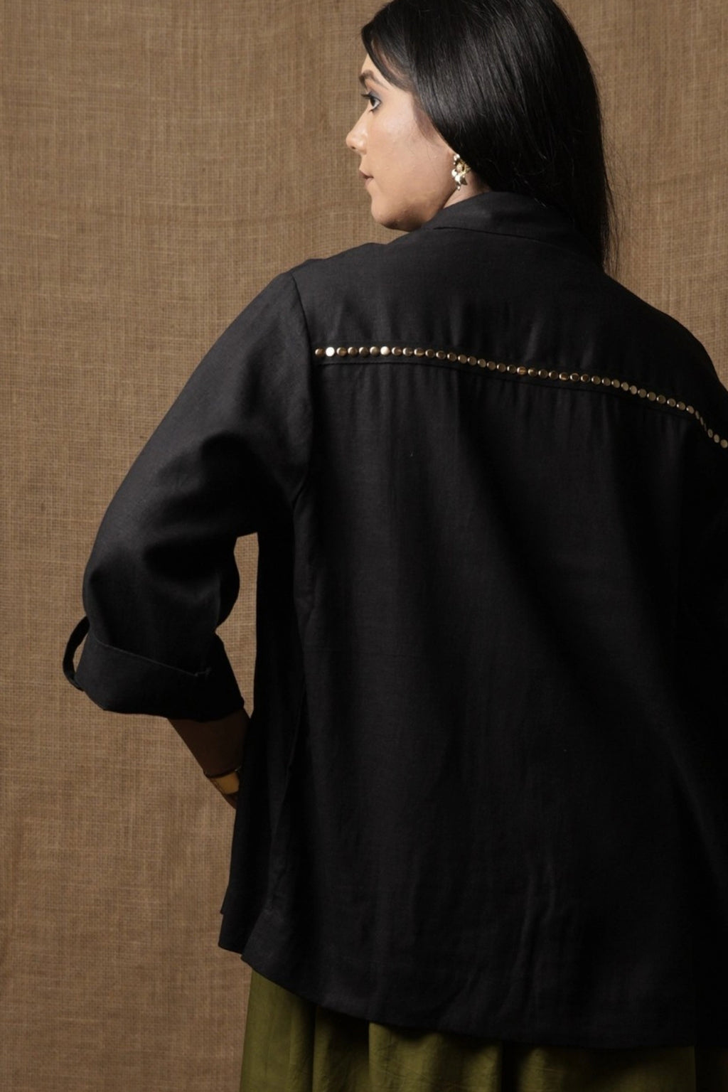 POLICE SHIRT TOP -  BLACK