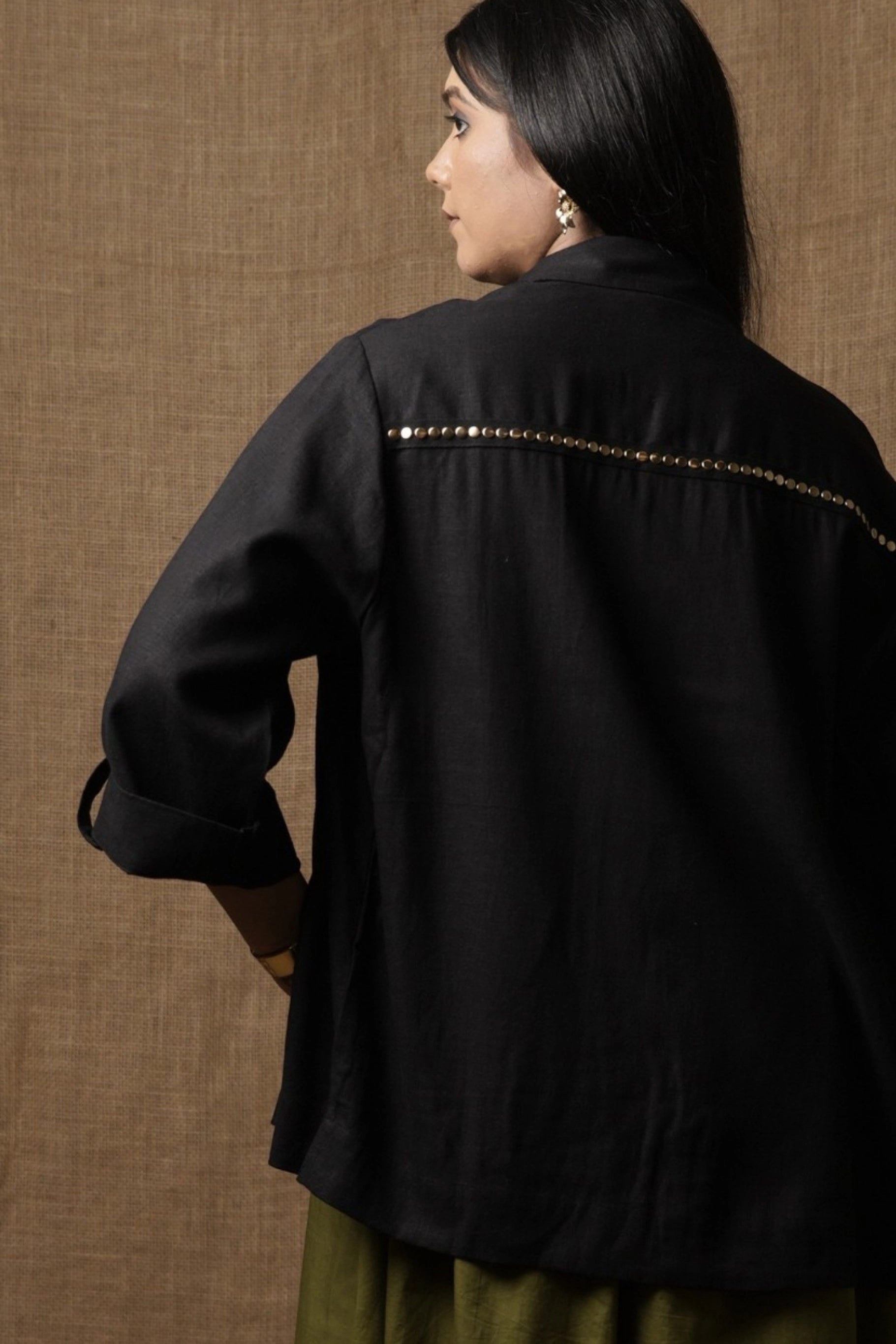 POLICE SHIRT TOP -  BLACK
