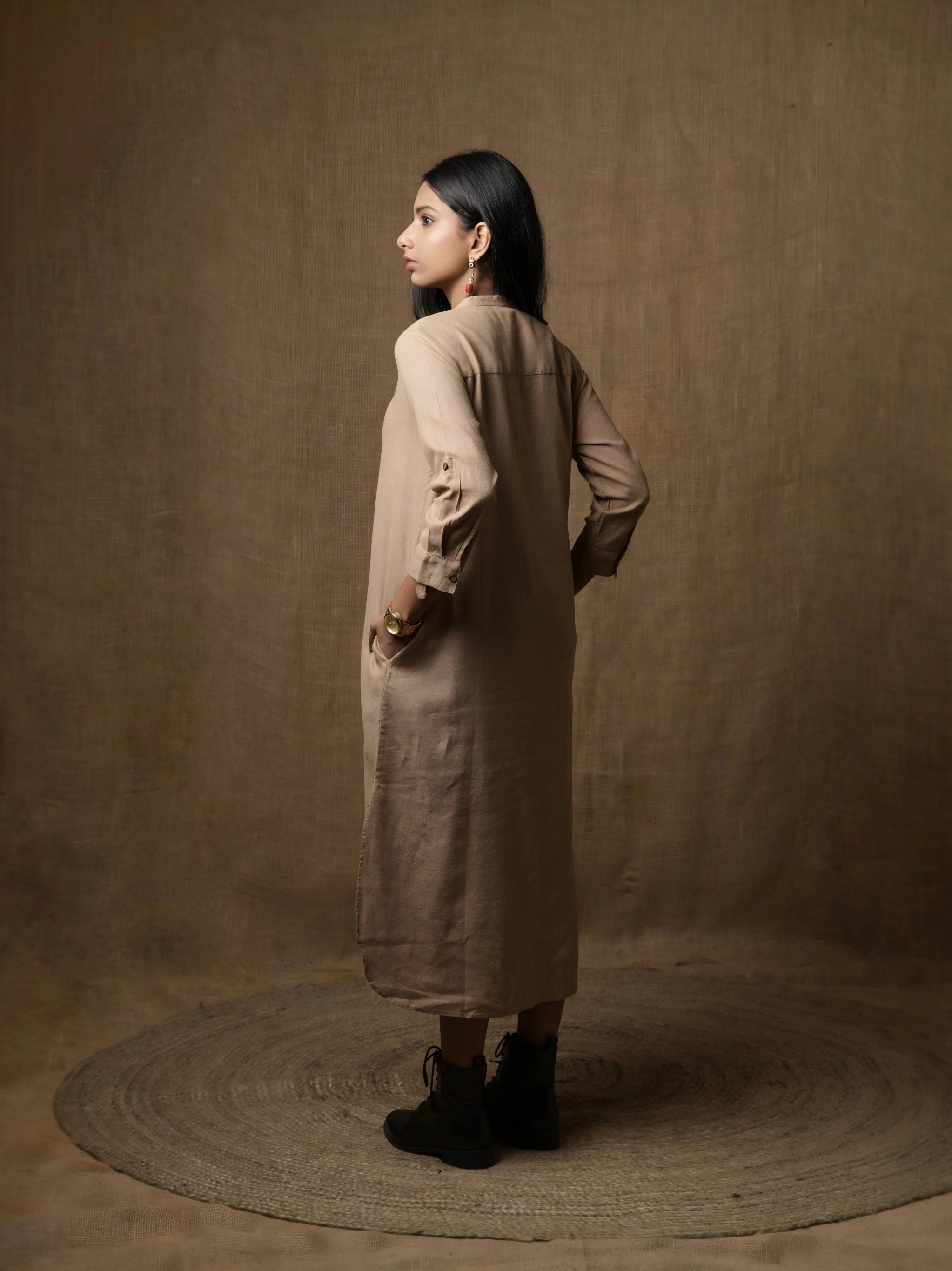 THE CLASSIC KURTA DRESS  - BEIGE