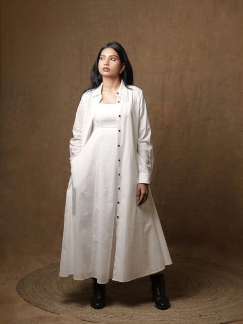ALINE SHIRT DRESS - WHITE