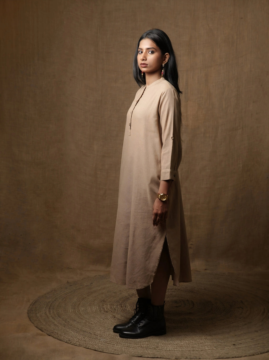 THE CLASSIC KURTA DRESS  - BEIGE