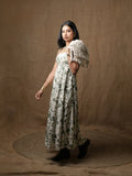 PANNELLED SPAGHETTI DRESS - LEAF PRINT