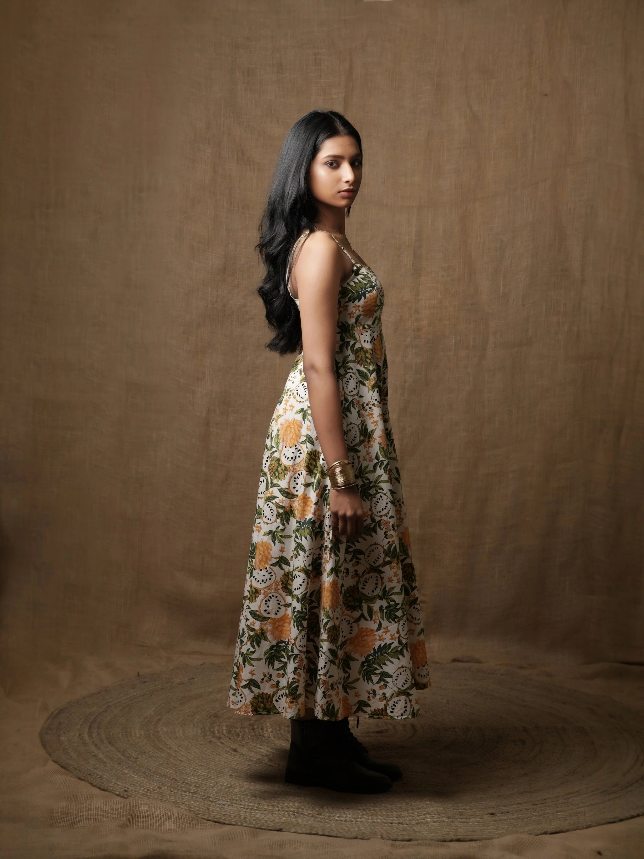 PANNELLED SPAGHETTI DRESS - WILD FOREST