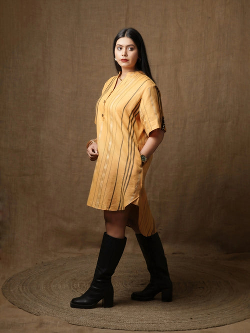 LINEN HI-LOW SHIRT DRESS - MANGO