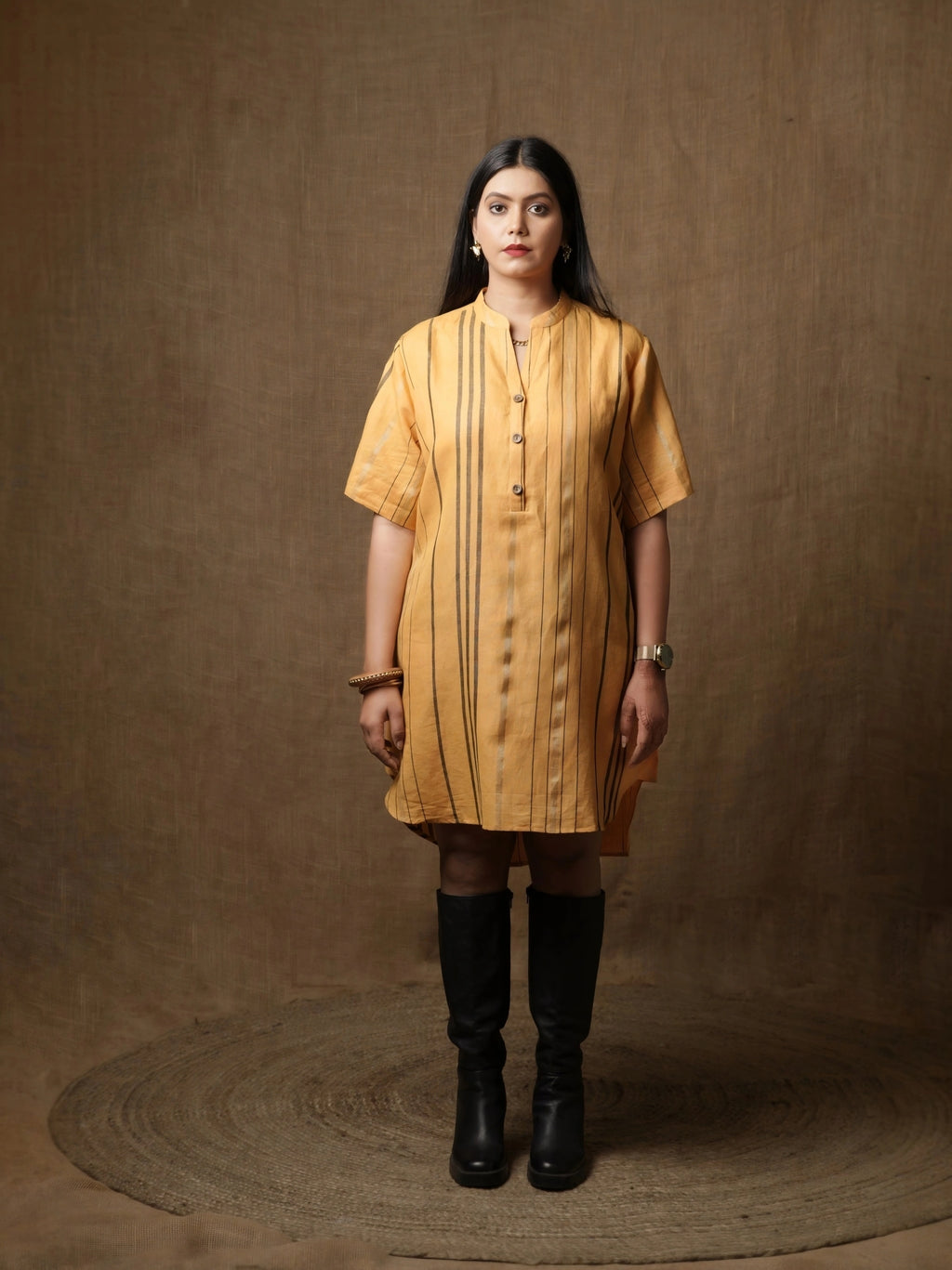 LINEN HI-LOW SHIRT DRESS - MANGO