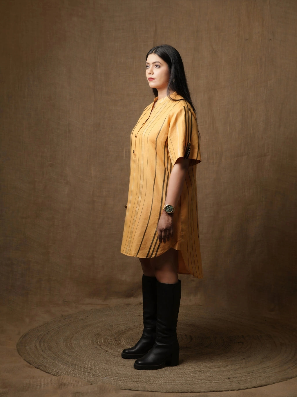 LINEN HI-LOW SHIRT DRESS - MANGO