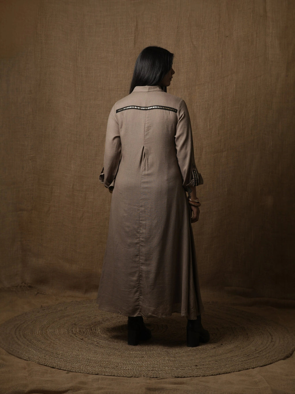 ALINE SHIRT DRESS - MUD GREY