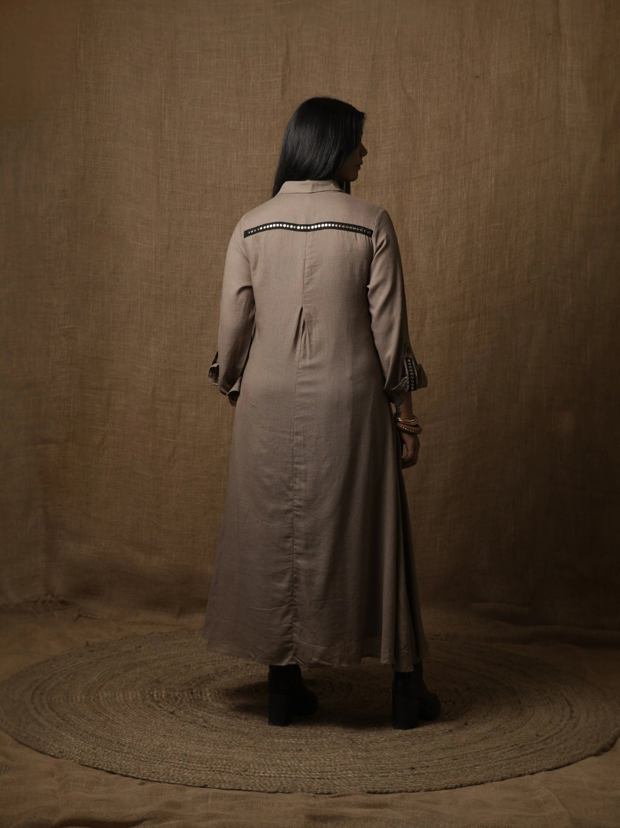 ALINE SHIRT DRESS - MUD GREY