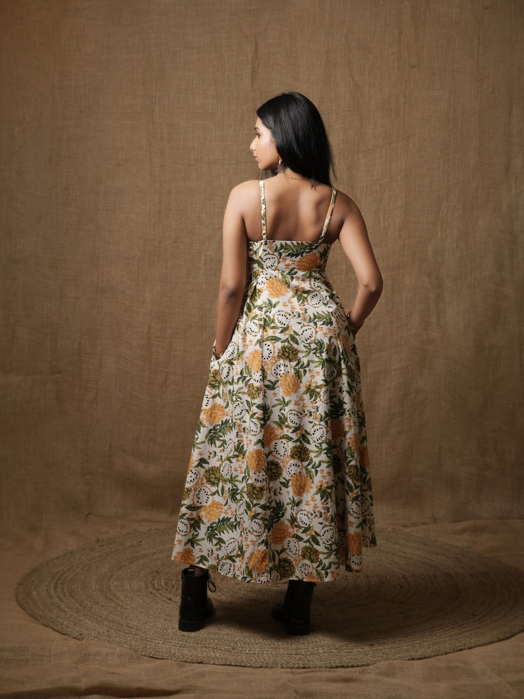 PANNELLED SPAGHETTI DRESS - WILD FOREST