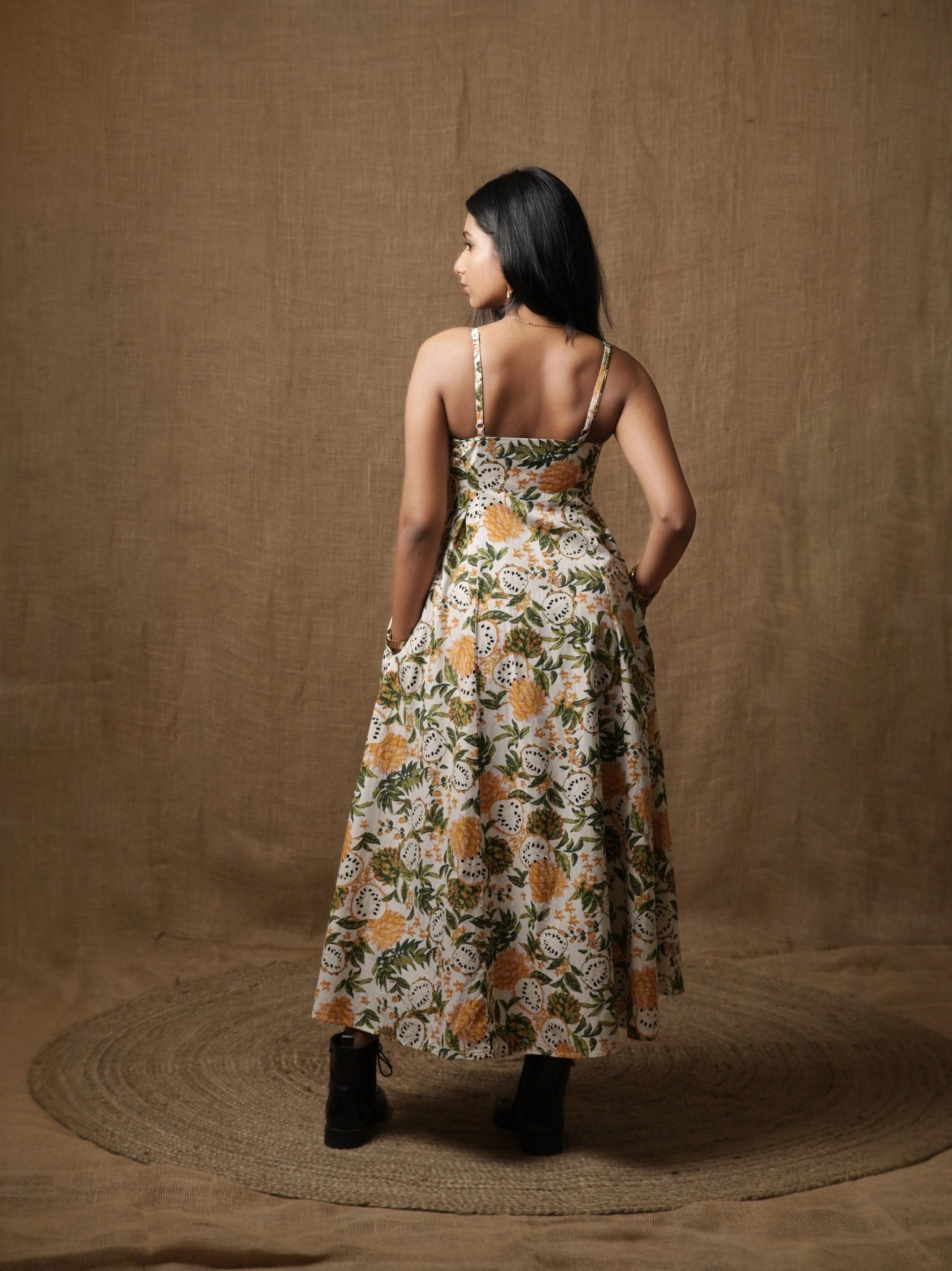 PANNELLED SPAGHETTI DRESS - WILD FOREST