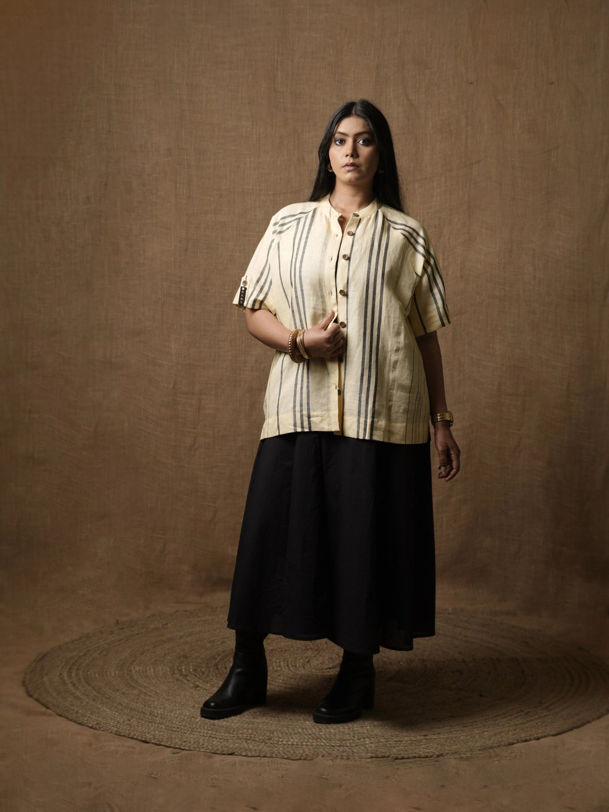 WRANGLEN SLEEVE LEMON SHIRT TOP
