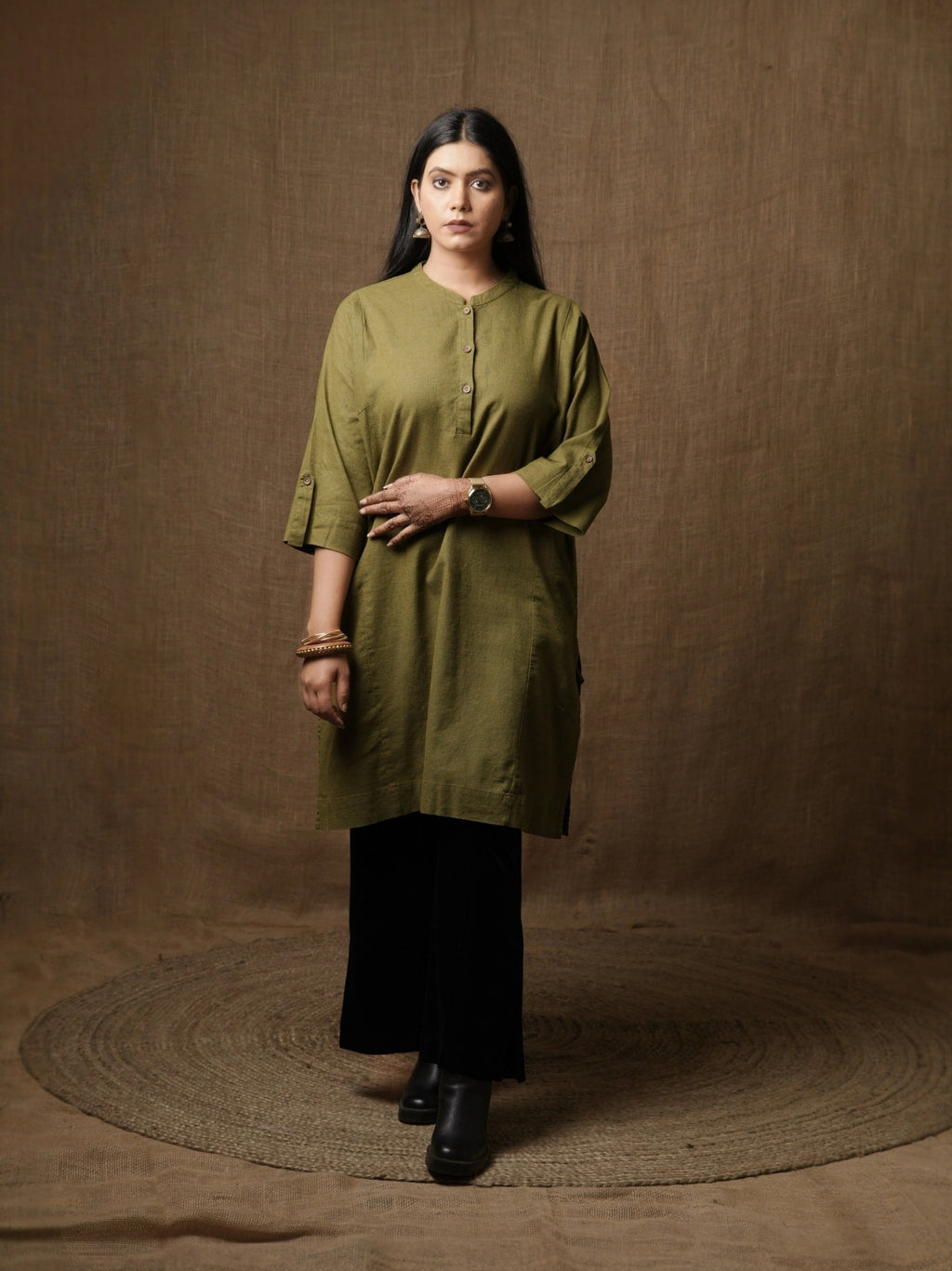 THE HIND BHARAT KURTA - SAGE GREEN