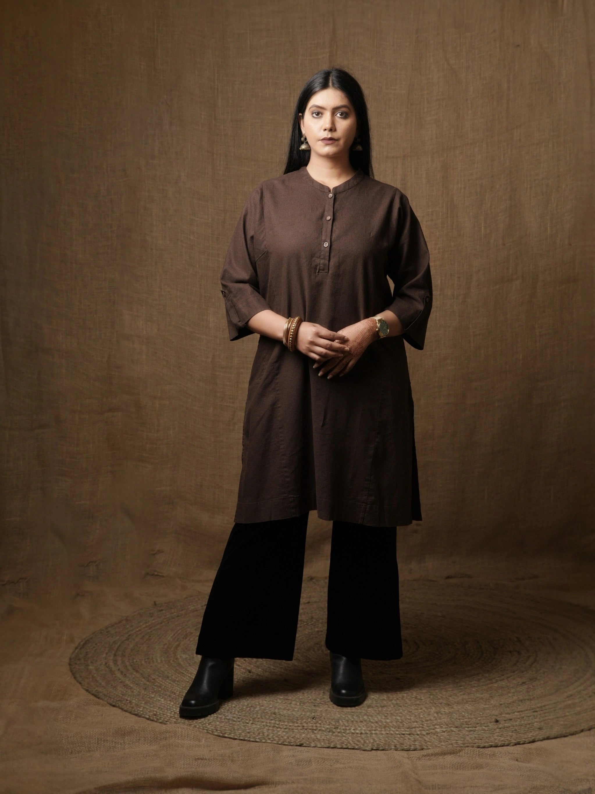 THE HIND BHARAT KURTA - BROWN