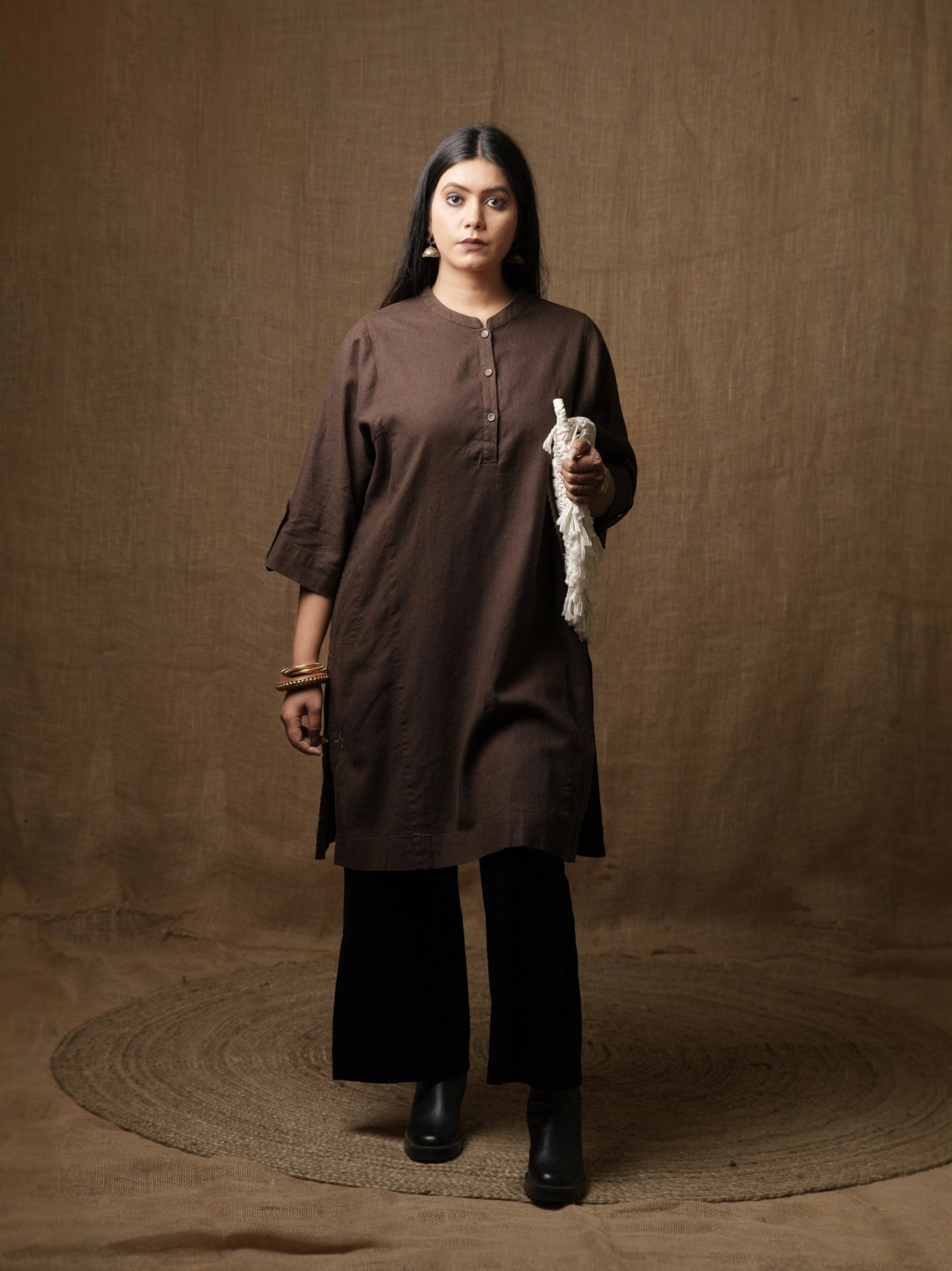 THE HIND BHARAT KURTA - BROWN