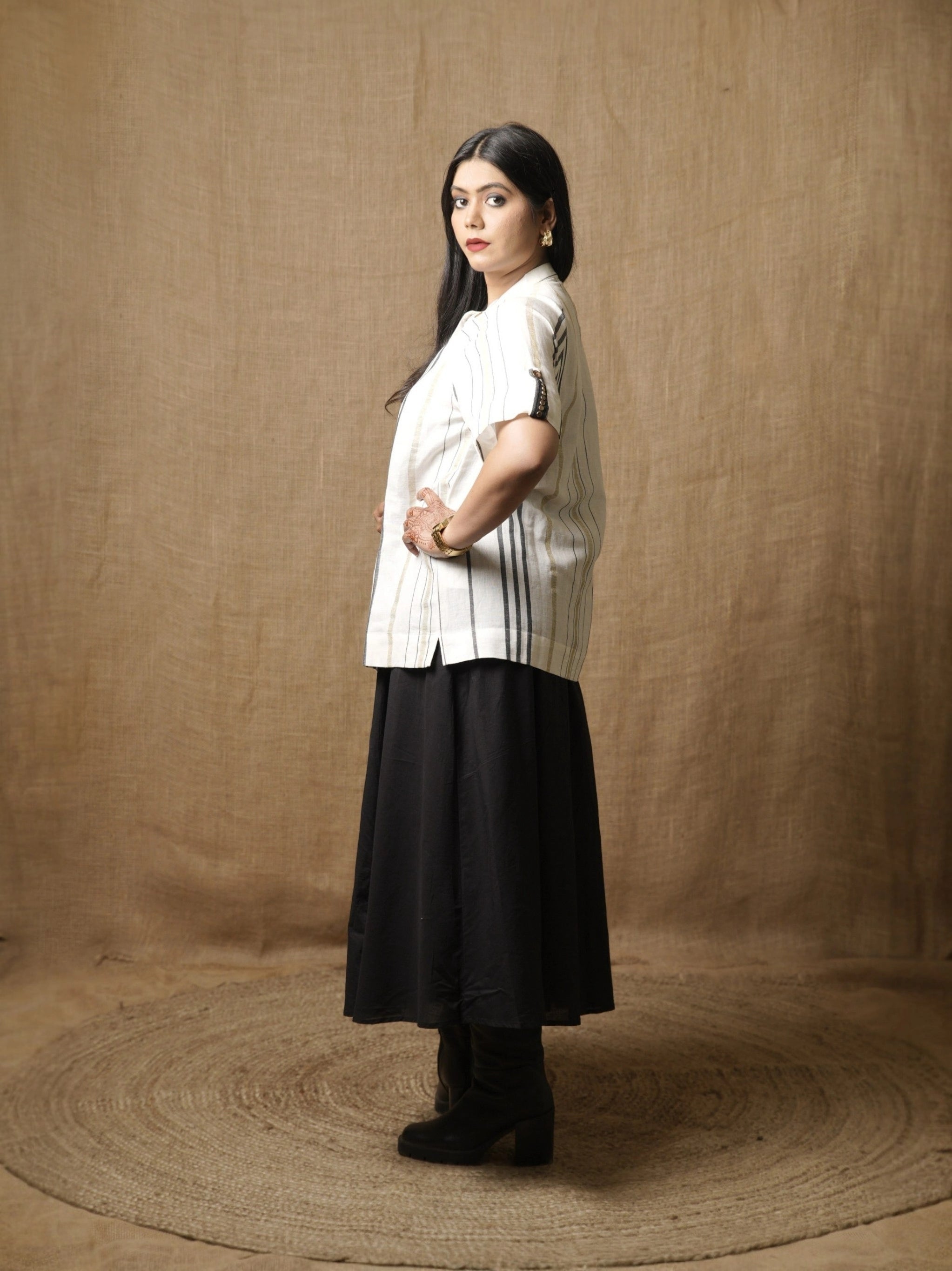 WRANGLEN SLEEVE WHITE SHIRT TOP