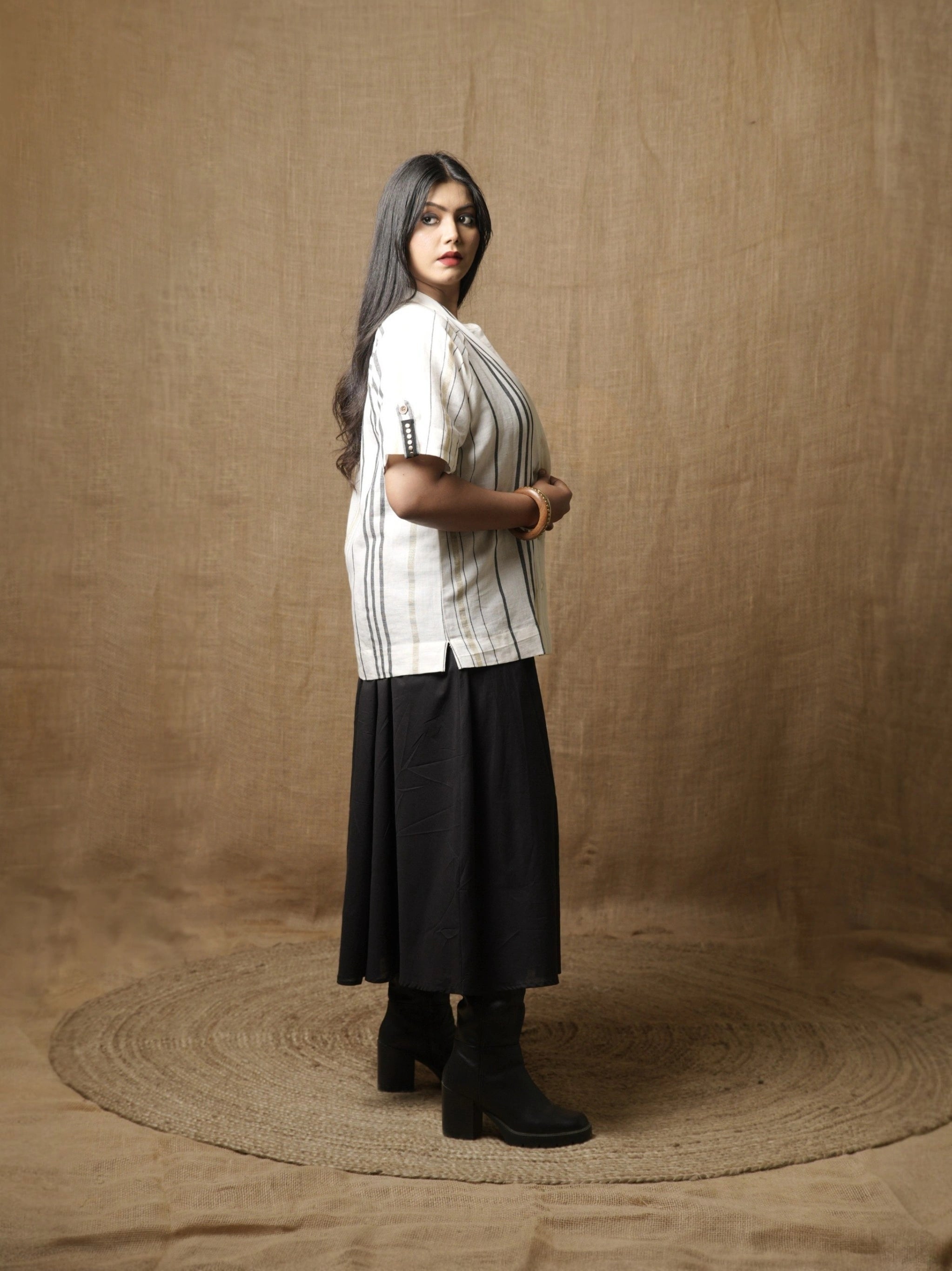 WRANGLEN SLEEVE WHITE SHIRT TOP