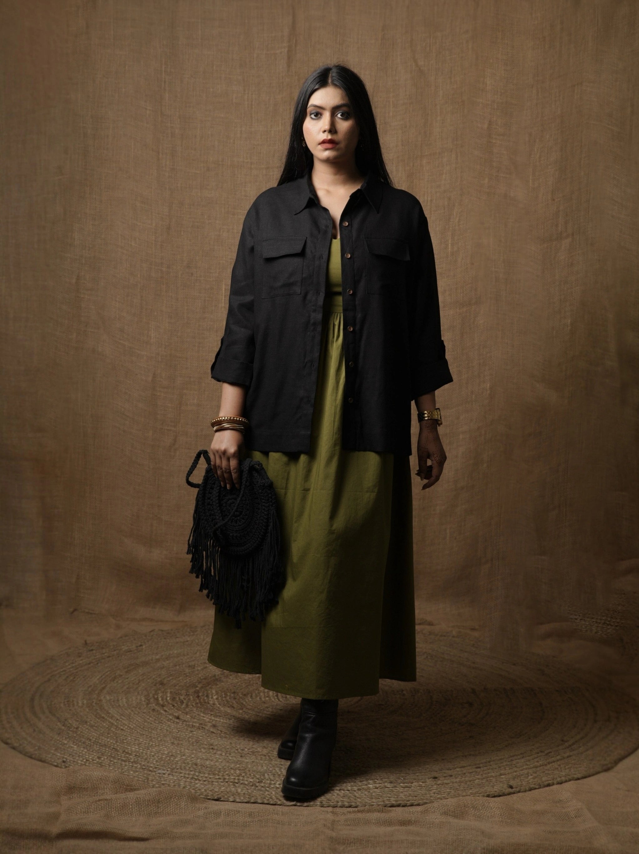 POLICE SHIRT TOP -  BLACK