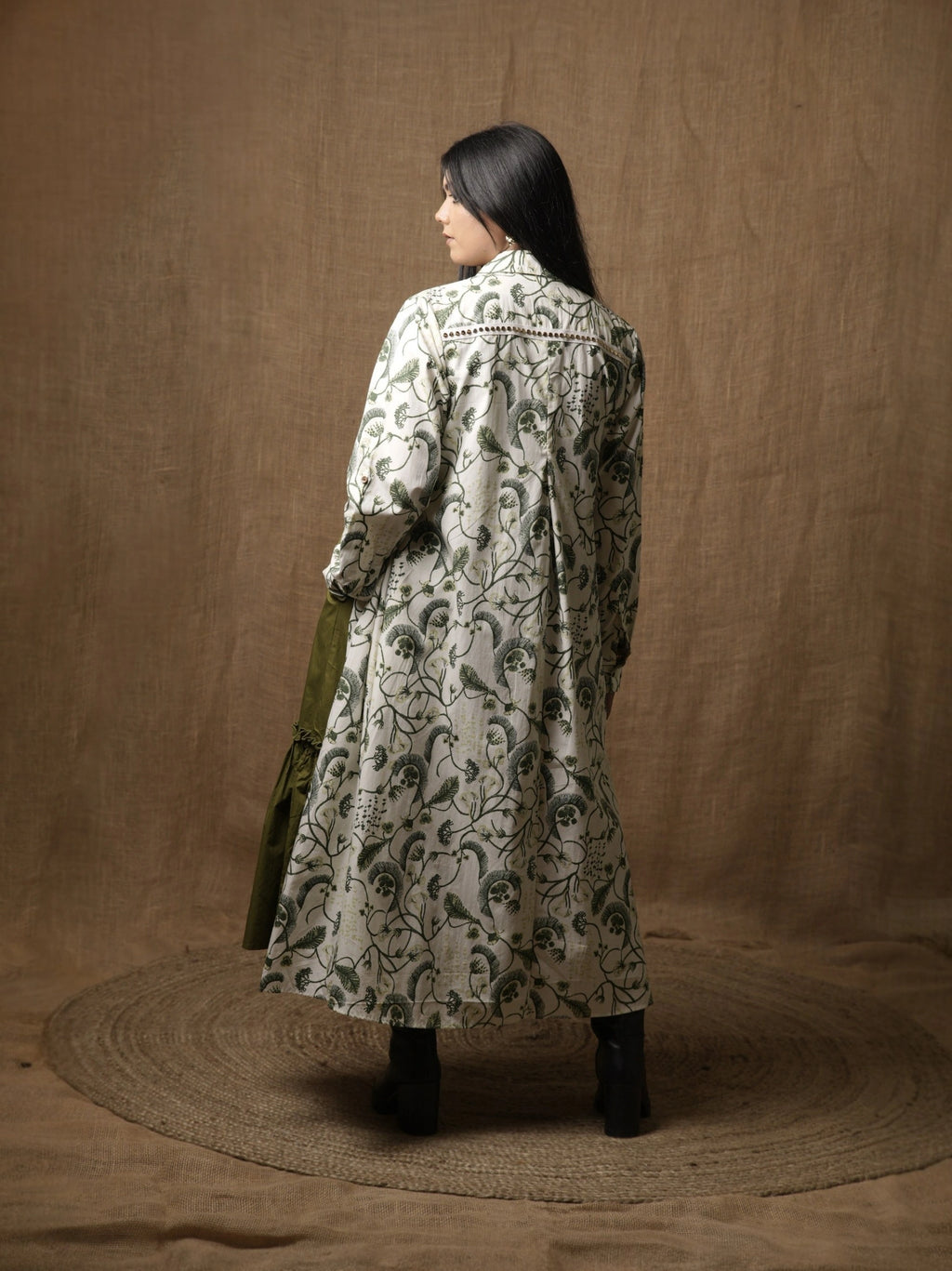 ALINE SHIRT DRESS - LEAF PRINT