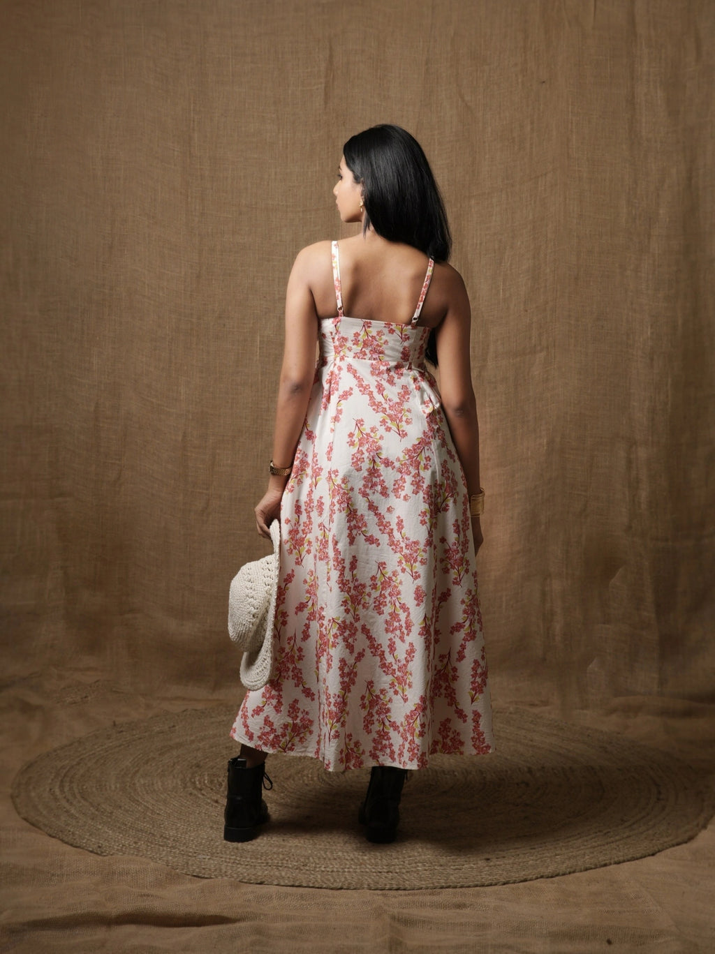 PANNELLED SPAGHETTI DRESS - CHERRY BLOSSOM